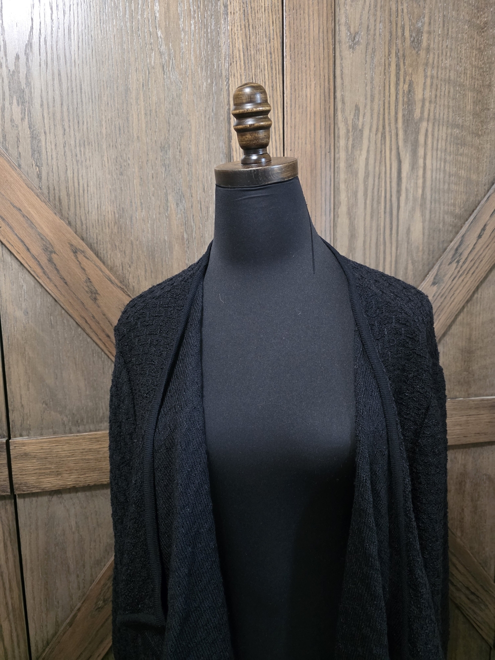 St. John Black Open-Front Draped Knit Cardigan - Picture 2 of 6